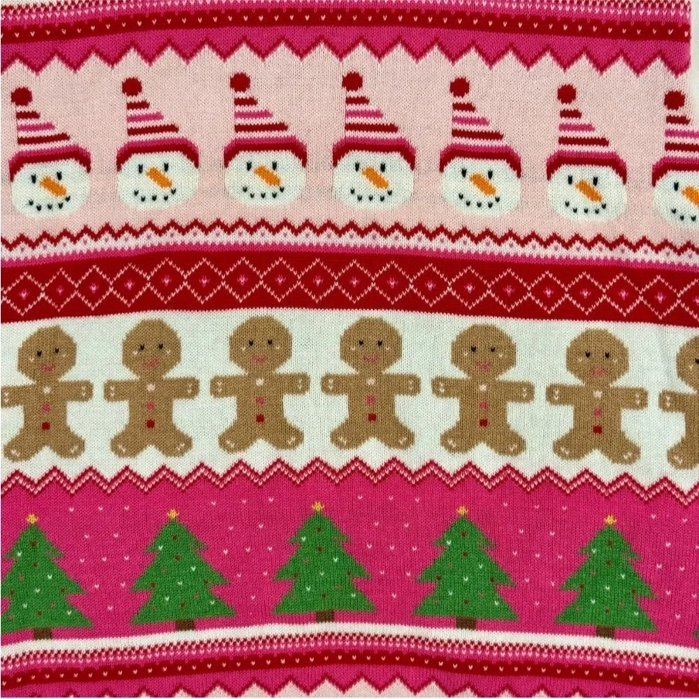 Gymboree Gingerbread Fair Isle Sweater Dress Girls 7 Christmas Cotton Snowmen